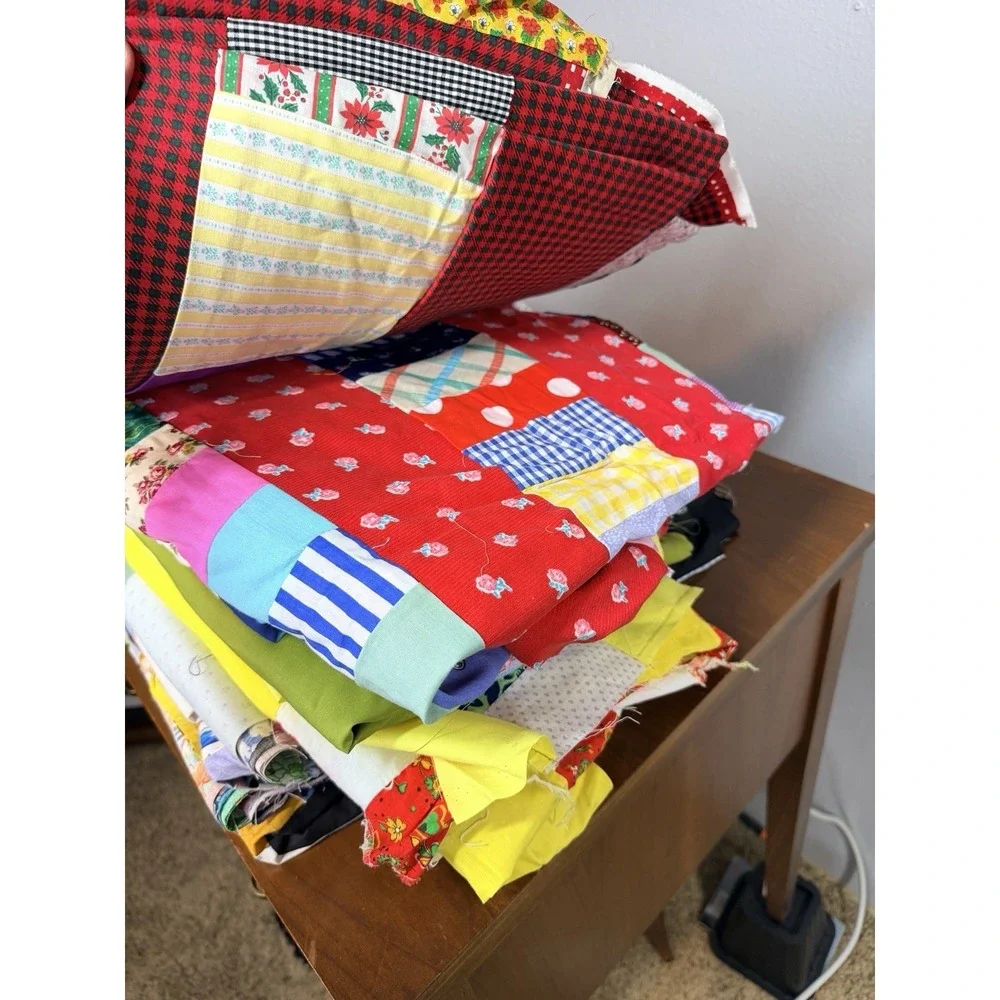 Lot x13 pieces Vintage Unfinished Quilt Tops Cotton Retro Various Sizes Charity